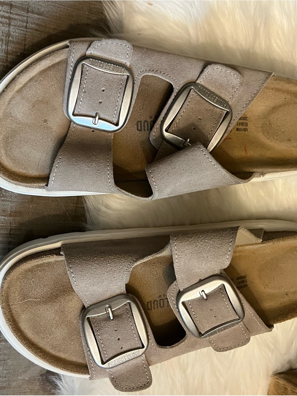 Children's Taupe Double-Buckle Slide Sandals by Project Cloud